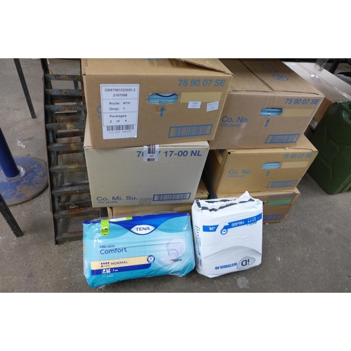 5233 - 8 boxes of Tena sanitary products including Pro Skin Comfort Normal and Super, Tena Comfort Mini, al... 