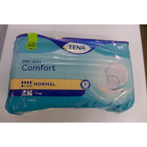 5233 - 8 boxes of Tena sanitary products including Pro Skin Comfort Normal and Super, Tena Comfort Mini, al... 