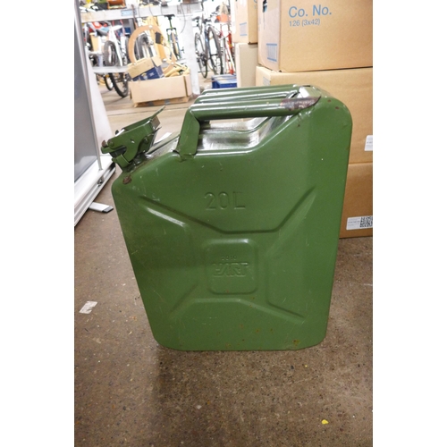 5234 - Three green metal 20 litre jerry cans