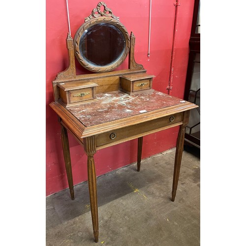 76 - A 19th Century French Louis XV style mahogany, marble topped and ormolu mounted lady's vanity table