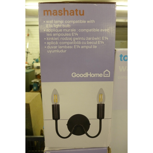 5256 - 2 sets of Goodhome Mashatu wall lights and 2 sets of Goodhome Toraba wall lights