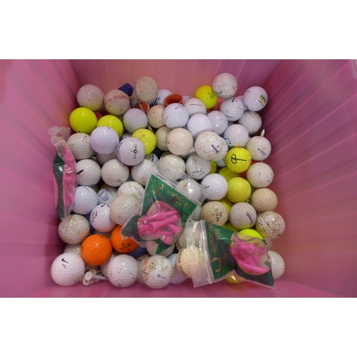 5260 - A box of golf balls including Srixon, Top-Flight, Nike, Titleist, Pinnacle, Callaway, Donnay, Slazen... 