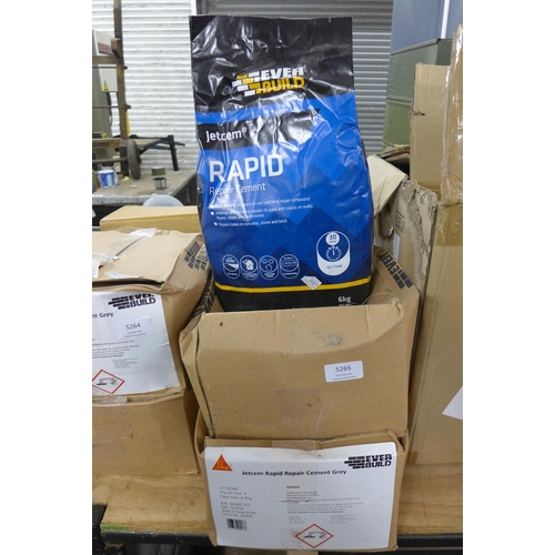 5265 - 4 x 6kg bags of Everbuild Jetcem grey rapid repair cement