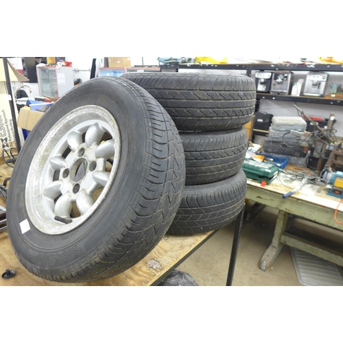 5282 - A set of 4 Performance W/A 12x5 mini-lite alloy wheels with 4 part worn tyres