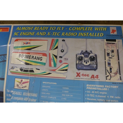 5290 - A Seagull model aircraft company Boomerang 40 sports trainer remote control airplane - boxed