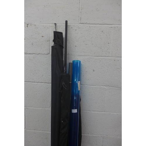 5180 - A quantity of fishing equipment including Map Power Carp 1300 rod, keep nets and other rods