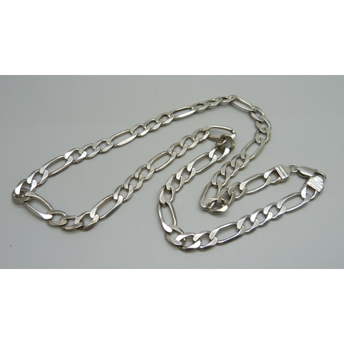 1007 - A heavy silver chain, 50.7g, 59cm