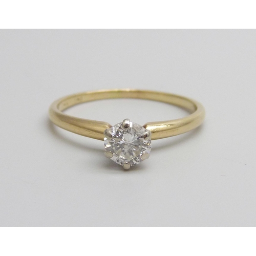 1016 - A diamond solitaire ring, approximately .70ct diamond weight, 1.9g, P