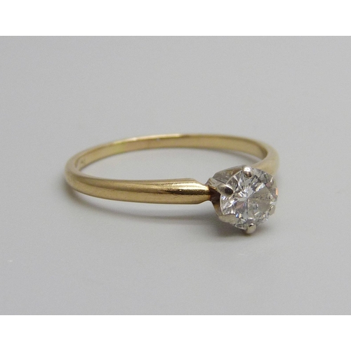 1016 - A diamond solitaire ring, approximately .70ct diamond weight, 1.9g, P