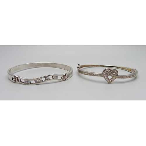 1024 - Two hallmarked silver bangles, 25g