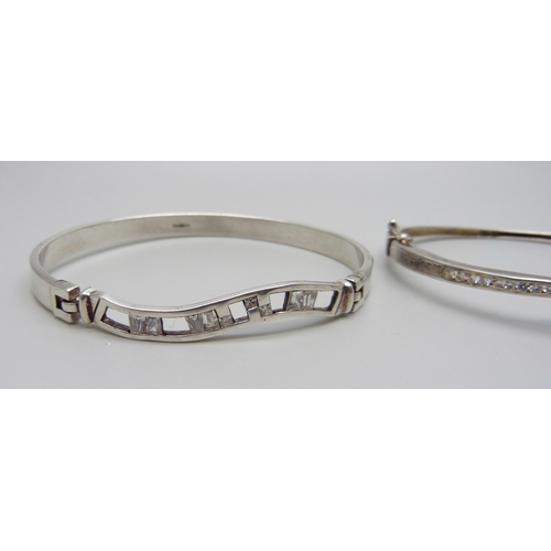 1024 - Two hallmarked silver bangles, 25g