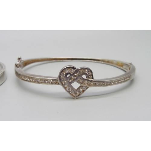 1024 - Two hallmarked silver bangles, 25g