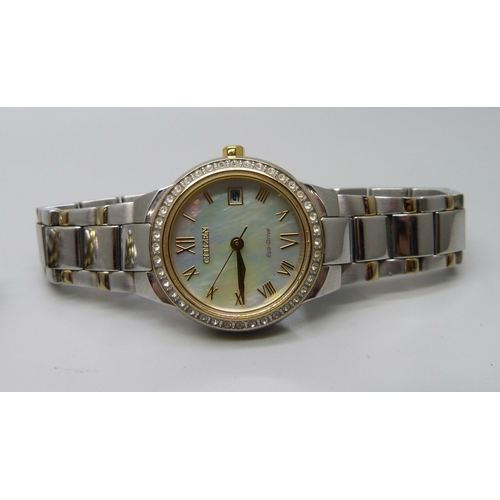 1040 - Two lady's Citizen wristwatches, one Eco-drive and one quartz