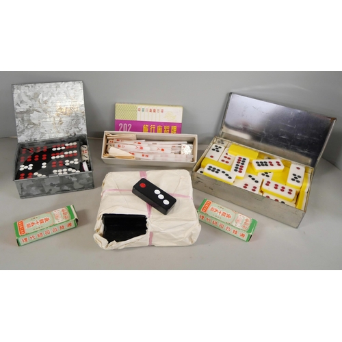 1060 - Two Mah-Jong sets with cards and counters and dominoes, etc. **PLEASE NOTE THIS LOT IS NOT ELIGIBLE ... 