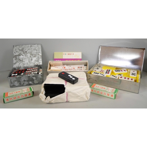 1060 - Two Mah-Jong sets with cards and counters and dominoes, etc. **PLEASE NOTE THIS LOT IS NOT ELIGIBLE ... 