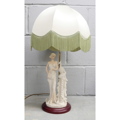 1064 - A large figural table lamp and a set of five oversized champagne coupes **PLEASE NOTE THIS LOT IS NO... 