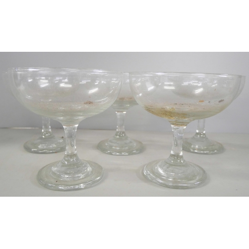 1064 - A large figural table lamp and a set of five oversized champagne coupes **PLEASE NOTE THIS LOT IS NO... 