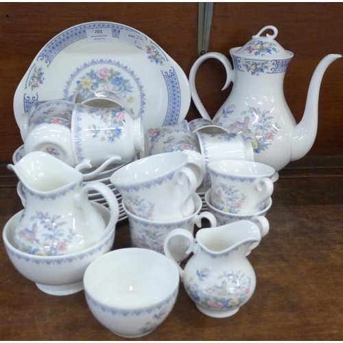 701 - Royal Albert Songbird New Romance coffee service with pot and tea service, lacking teapots **PLEASE ... 