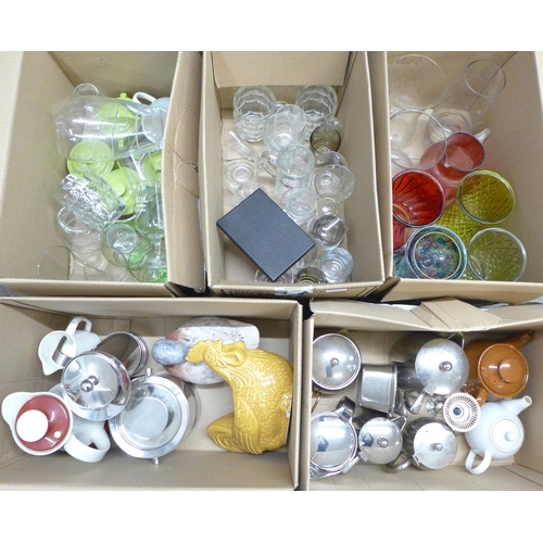 1092 - Five boxes of household china and glass and kitchenalia **PLEASE NOTE THIS LOT IS NOT ELIGIBLE FOR I... 