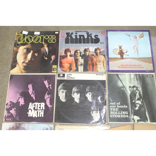 707 - The Beatles, Doors, Rolling Stones, Kinks and Jimi Hendrix LP records (Please Please Me and A Hard D... 