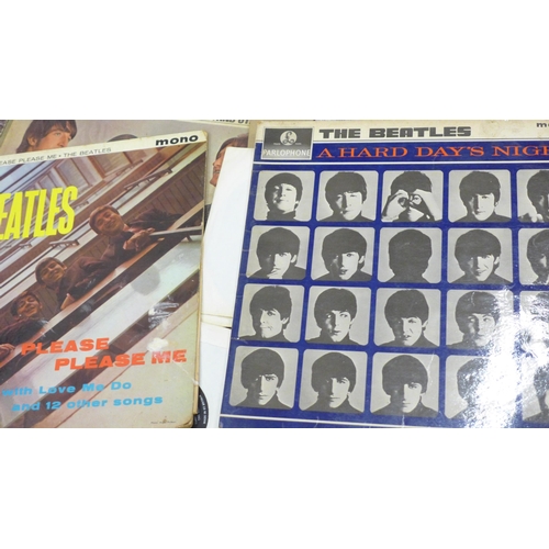 707 - The Beatles, Doors, Rolling Stones, Kinks and Jimi Hendrix LP records (Please Please Me and A Hard D... 