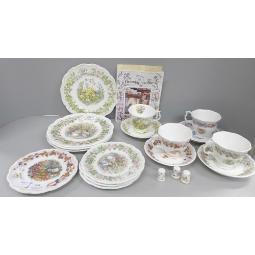 708 - A collection of Royal Doulton Brambly Hedge including a set of Four Seasons cups and saucers and thr... 