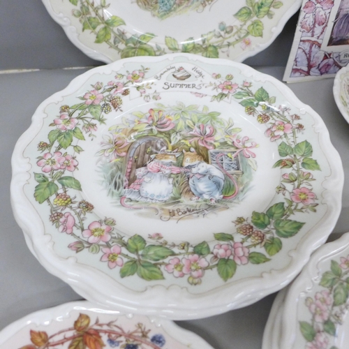 708 - A collection of Royal Doulton Brambly Hedge including a set of Four Seasons cups and saucers and thr... 