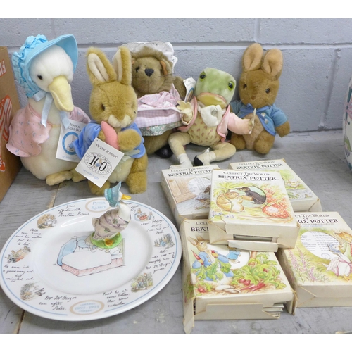 1104 - Beatrix Potter collection, soft toys by Eden, Beswick Jemima figure, five book collections, two smal... 