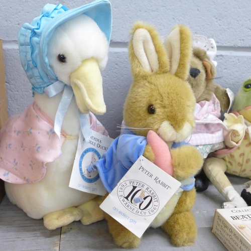 1104 - Beatrix Potter collection, soft toys by Eden, Beswick Jemima figure, five book collections, two smal... 