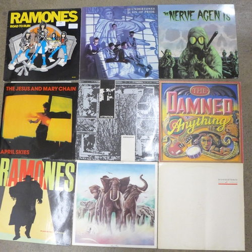 718 - Fifteen punk and new wave records, twelve LP records and three 12