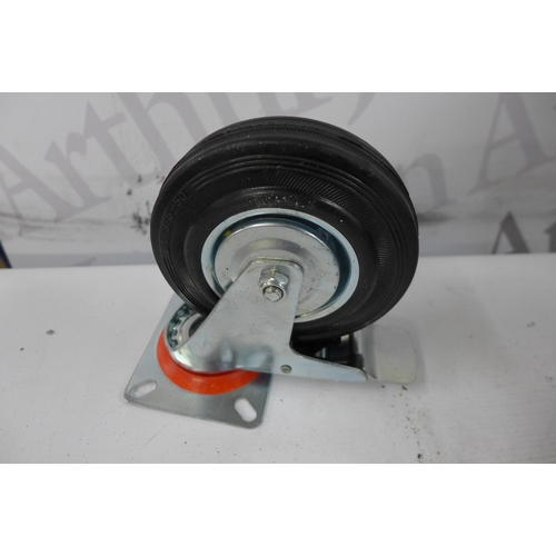 5297 - A quantity of assorted castor wheels and a set of 4 pneumatic barrow wheels