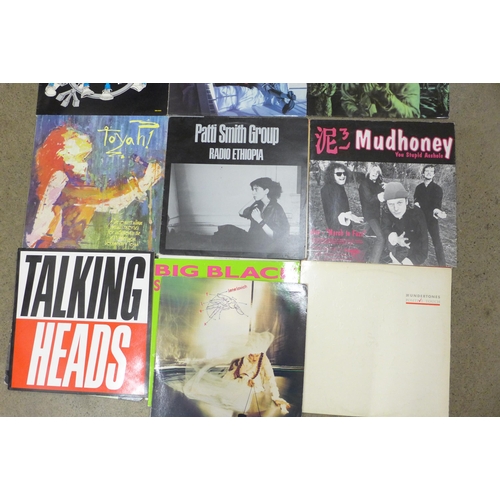 718 - Fifteen punk and new wave records, twelve LP records and three 12