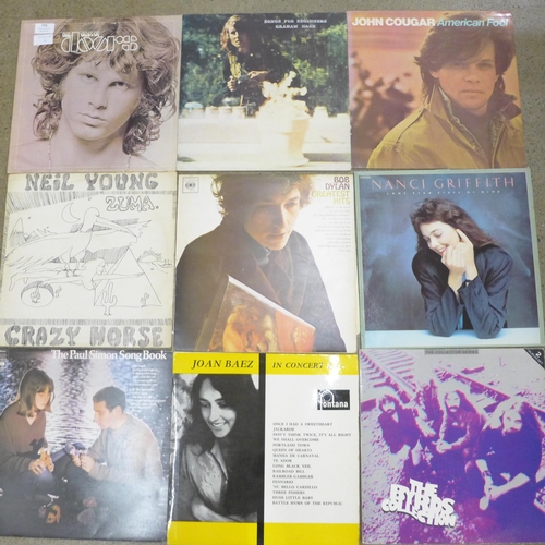 721 - Fifteen rock/folk rock LP records, The Doors, Neil Young, Bob Dylan, etc.