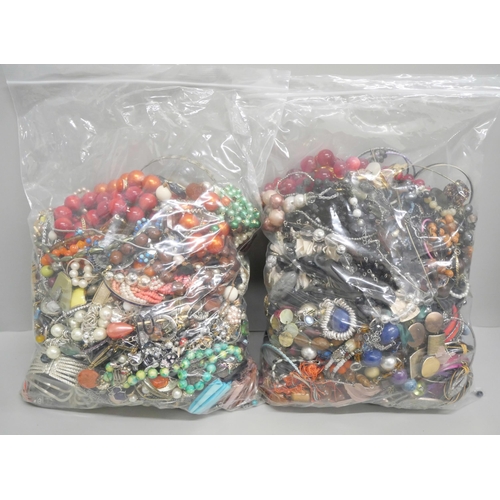 732 - Two bags of costume jewellery