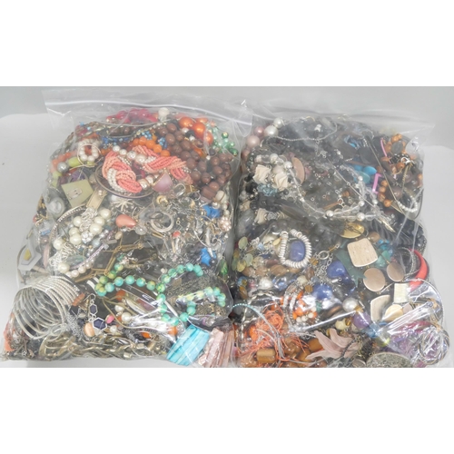 732 - Two bags of costume jewellery