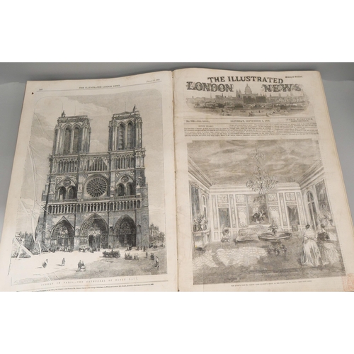 741 - A hardbound volume of 'The Illustrated London News', 1855, loose board, 780 pages