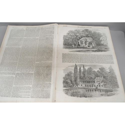 741 - A hardbound volume of 'The Illustrated London News', 1855, loose board, 780 pages