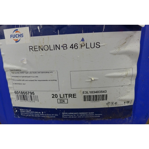 5328 - A 20 litre bottle of Fuchs Renolin B 46 plus hydraulic fluid