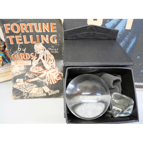 757 - A Ouija board, a set of Tarot Fortune Telling cards (game), a Fortune Telling publication by Madame ... 