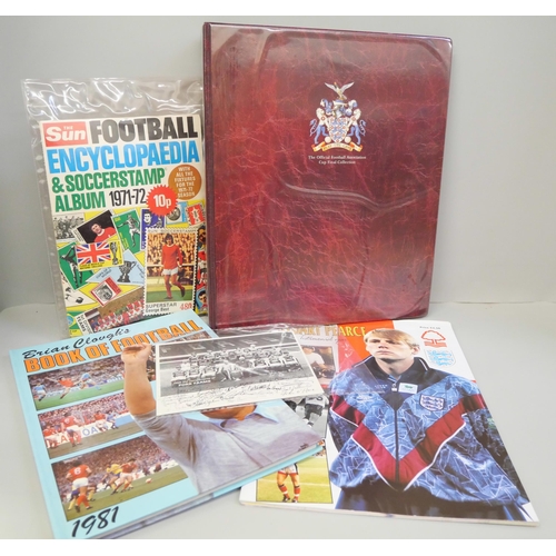 762 - Football; stamps, Brian Clough's Book of Football, Stuart Pearce tribute, etc.