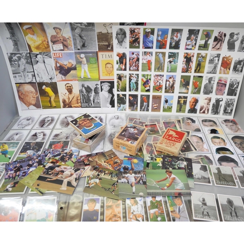 781 - Sporting Trading Cards, two large uncut sheets of golfing cards, together with various sets/lots inc... 