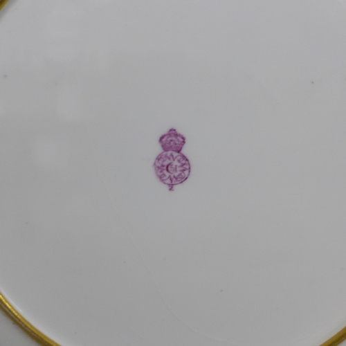 616 - A Royal Worcester porcelain cabinet plate, pierced edge, with monogram to the centre, circa 1880-90