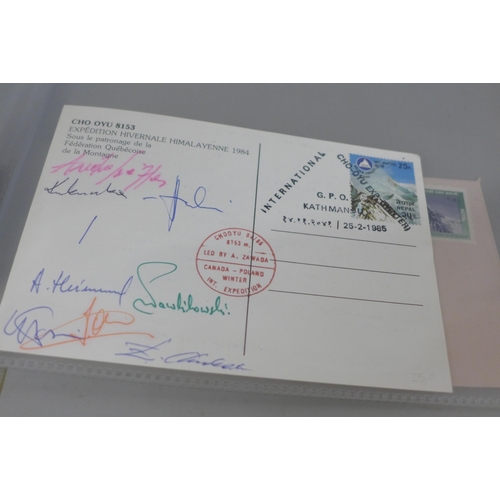 622 - Stamps; six signed mountaineering covers