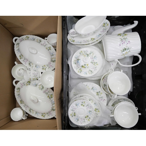 797 - A Minton, Spring Valley dinner service including espresso cups and saucers, condiments and gravy boa... 