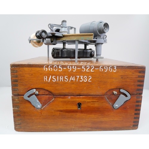 811 - A Hughes sextant (military issue) in a mahogany case