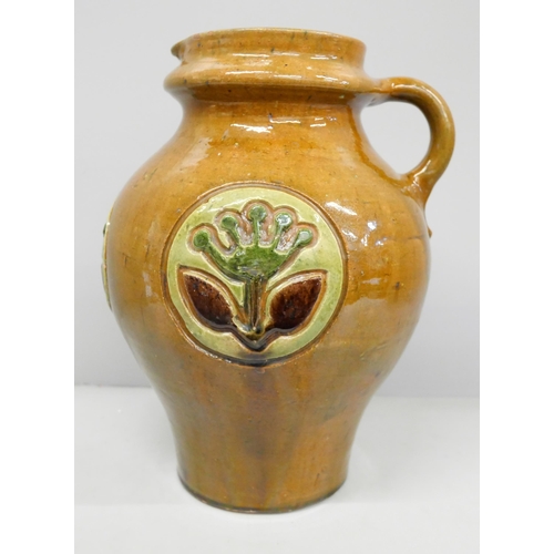 819 - A Studio Pottery Art Nouveau salt glaze stoneware pitcher