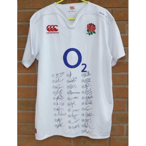 829 - An England Rugby shirt, 2015/16, signed by the team