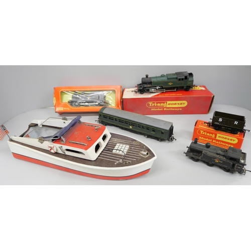 840 - A collection of model rail loco and wagons, track, buildings, power, accessories, etc., together wit... 