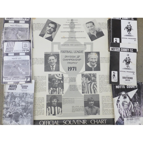 660 - A collection of 1970s Notts County Football programmes, 1970/71, 1971/72, 1972/73 and 1973/74 plus p... 