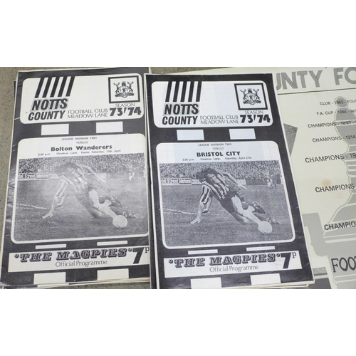 660 - A collection of 1970s Notts County Football programmes, 1970/71, 1971/72, 1972/73 and 1973/74 plus p... 